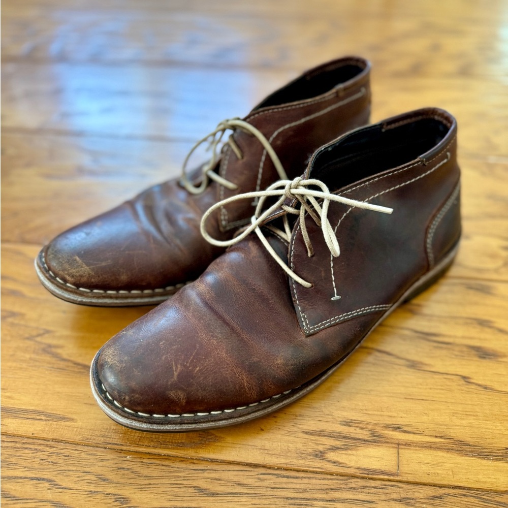 STEVE MADDEN Harken Brown Leather Chukka Boots Men's 10 Distressed Lace Up Shoes - Picture 8 of 15